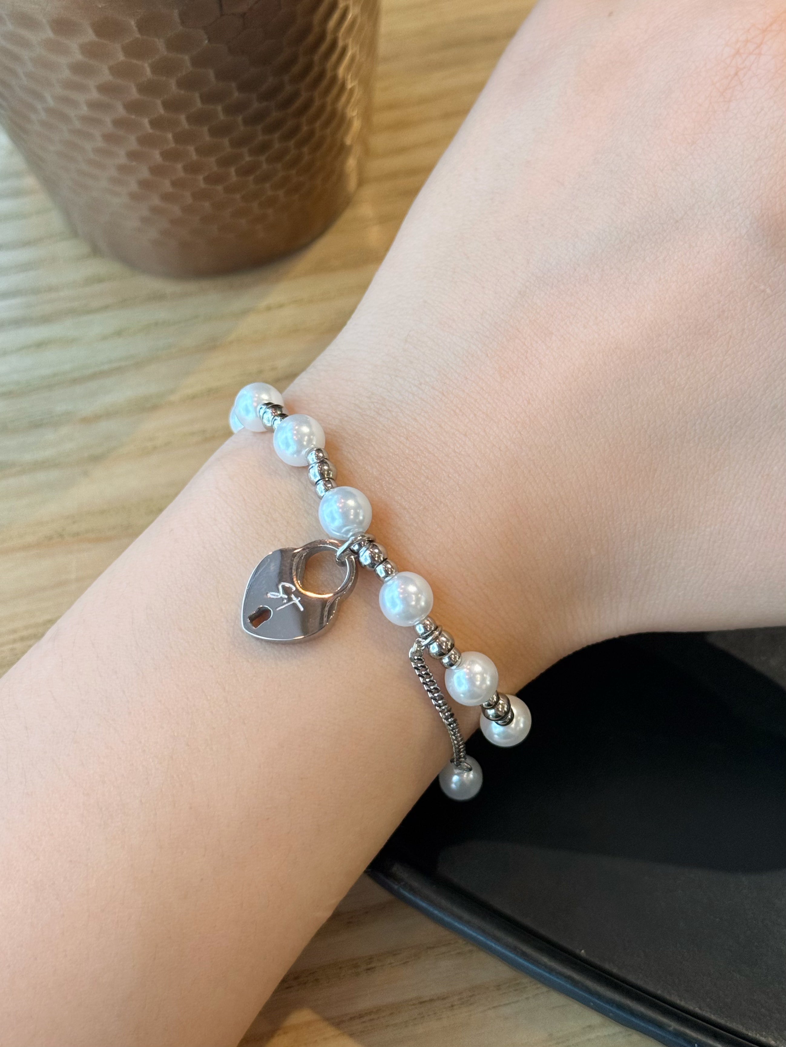 Heart Lock Pearl Bracelet