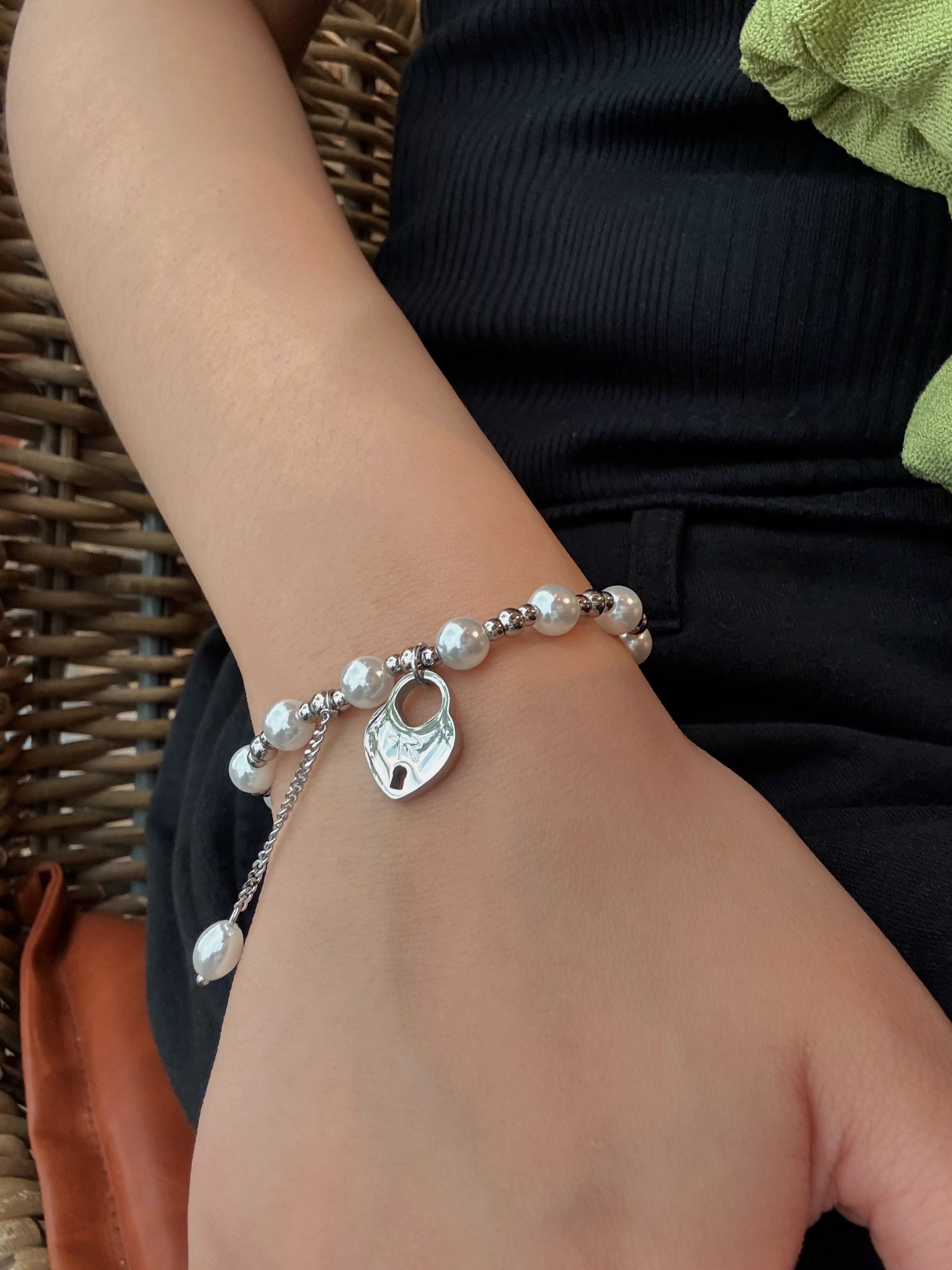 Heart Lock Pearl Bracelet